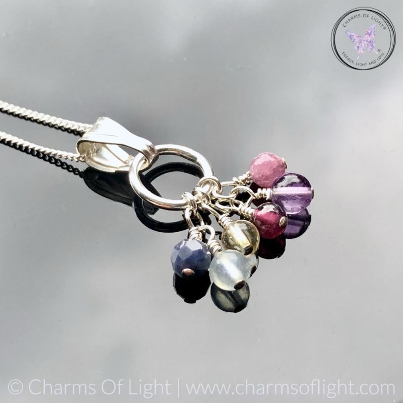 Family Birthstone Cluster Charm Necklace